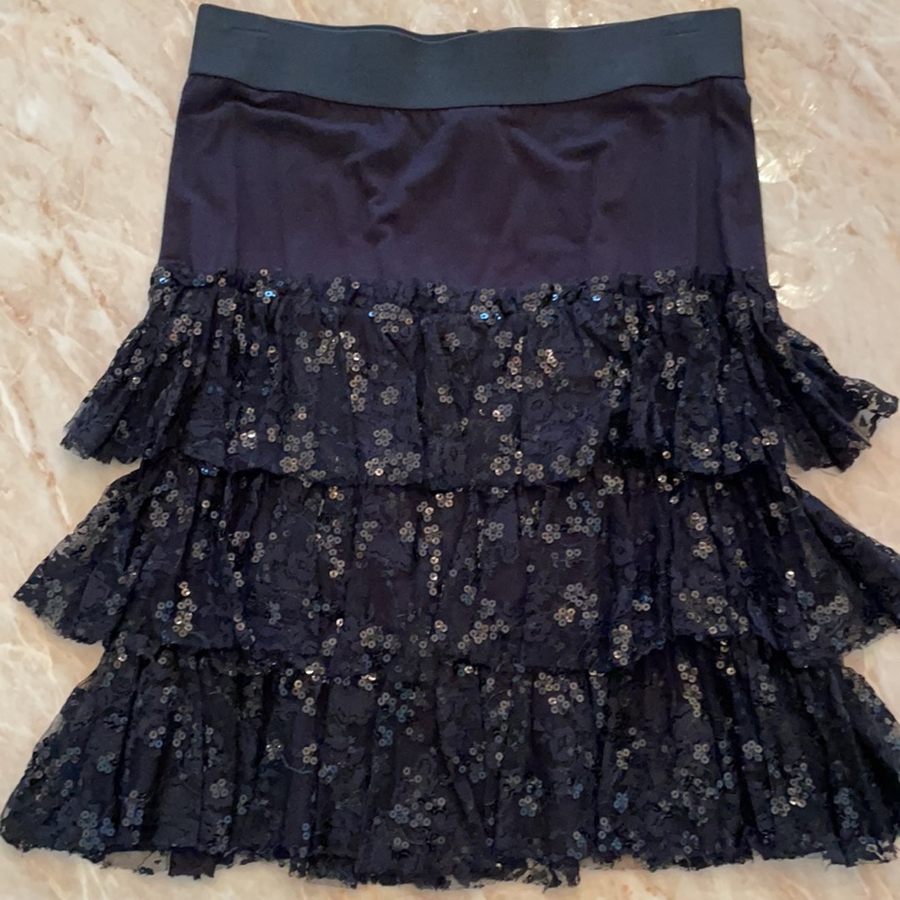 Slimming nylon spandex triple tier beaded skirt